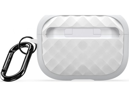 DUX DUCIS PECC Serie Rhombus pouzdro s háčkem pro AirPods Pro 2 Stříbrno-bílé