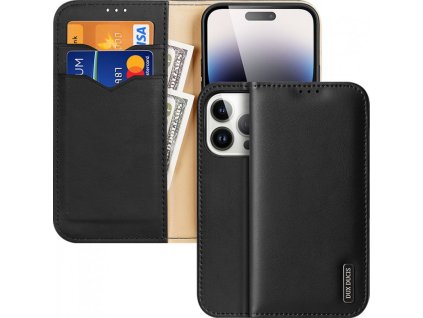 DUX DUCIS Hivo flipové kožené pouzdro pro iPhone 15 Pro Černá