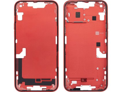 Střední rám s bočními tlačítky + přihrádka na SIM kartu pro iPhone 14 červená OEM