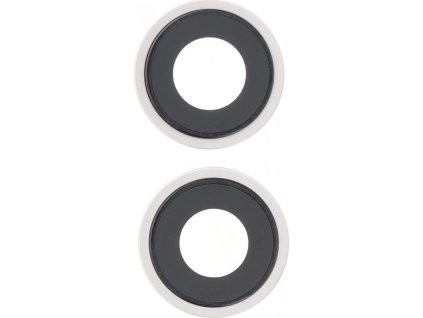 Čočka a rámeček zadní kamery pro iPhone 14 / 14 Plus HQ - Stříbrná - 2ks v balení