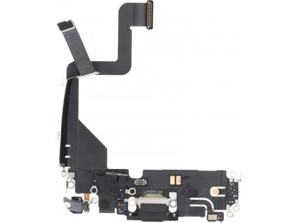 Nabíjecí konektor s flex kabelem pro iPhone 14 Pro černá bez loga OEM