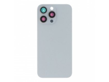 Kryt baterie + Čočka zadní kamery s rámečkem + Magnetický kroužek pro iPhone 15 Pro Max HQ - Bílá Titanová