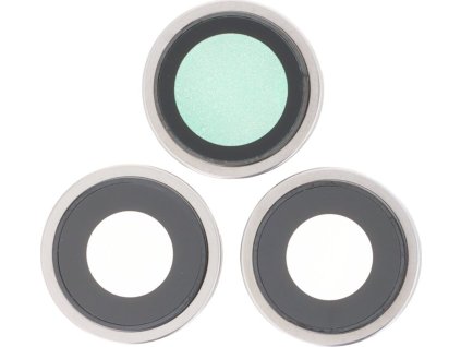 Čočka zadní kamery s rámečkem pro iPhone 15 Pro Max HQ - Bílá Titanová - 3ks v sadě