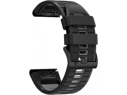 PrimeGuard 22mm Silikonový Pásek pro Garmin Fenix 7/7X Pro - Černý+Šedý