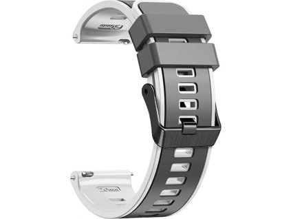PrimeGuard 20mm Silikonový Pásek pro Garmin Venu 2 Plus - Šedý+Bílý