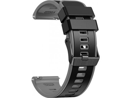 PrimeGuard 20mm Silikonový Pásek pro Garmin Venu 2 Plus - Černý+Šedý