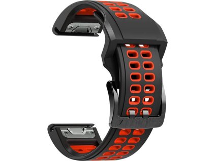 PrimeGuard 22mm Rychloupínací Silikonový Pásek pro Garmin Fenix 7/7 Pro/Forerunner 945 - Černý+Červený