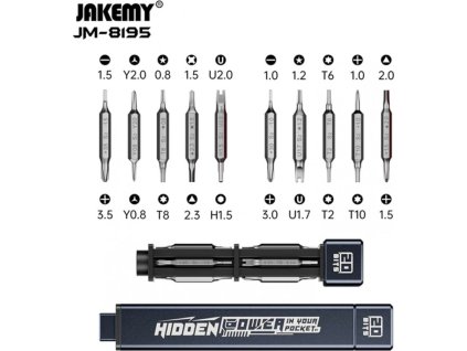 JAKEMY JM-8195 precizní sada šroubováků (21v1) – stříbrno-šedá