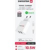 Swissten síťový adaptér smart ic 2x usb 2,1a power + datový kabel usb / lightning mfi 1,2 m bílý