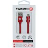 Datový kabel swissten textile usb / micro usb 0,2 m červený