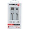Datový kabel swissten textile usb / micro usb 1,2 m stříbrný