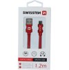 Datový kabel swissten textile usb / micro usb 1,2 m červený