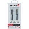 Datový kabel swissten textile usb-c / lightning 1,2 m šedý