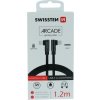 Textilní datový kabel swissten arcade usb-c / lightning 1,2 m černý