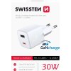 Swissten mini síťový adaptér gan 1x usb-c + 1xusb 30w power delivery