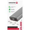 Swissten aluminum power bank 20000 mah 20w power delivery grey