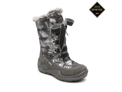 Dívčí vysoké zimní boty na zip a ozdobné šněrování - GoreTex 2388111