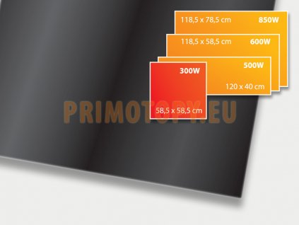 ECOSUN 300 GS Black (černá), sálavý skleněný panel 300 W