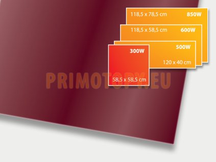 ECOSUN 300 GS Wine Red, sálavý skleněný panel 300 W