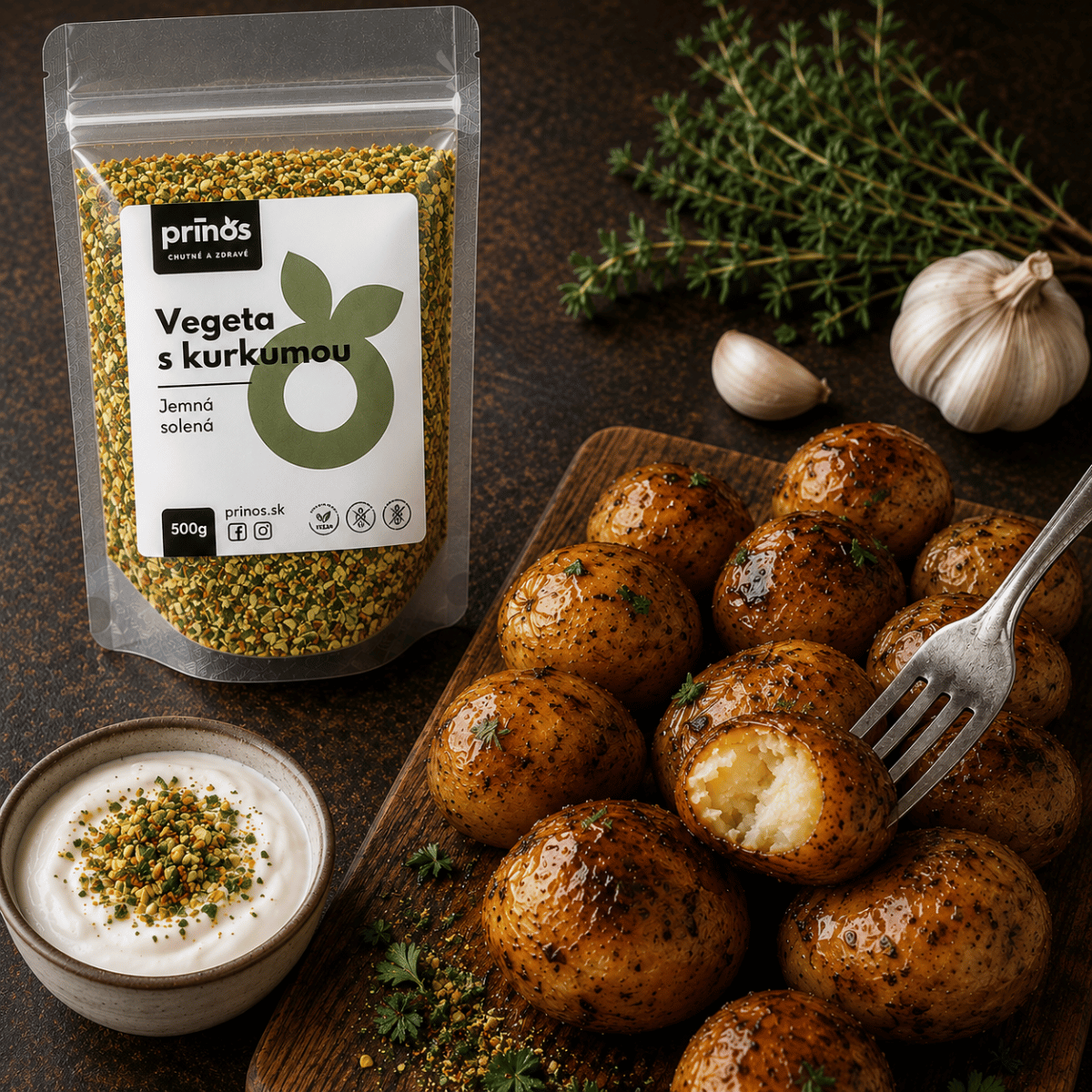 Vegeta s kurkumou – jemne solená zeleninová zmes na pečené zemiaky a domácu kuchyňu.