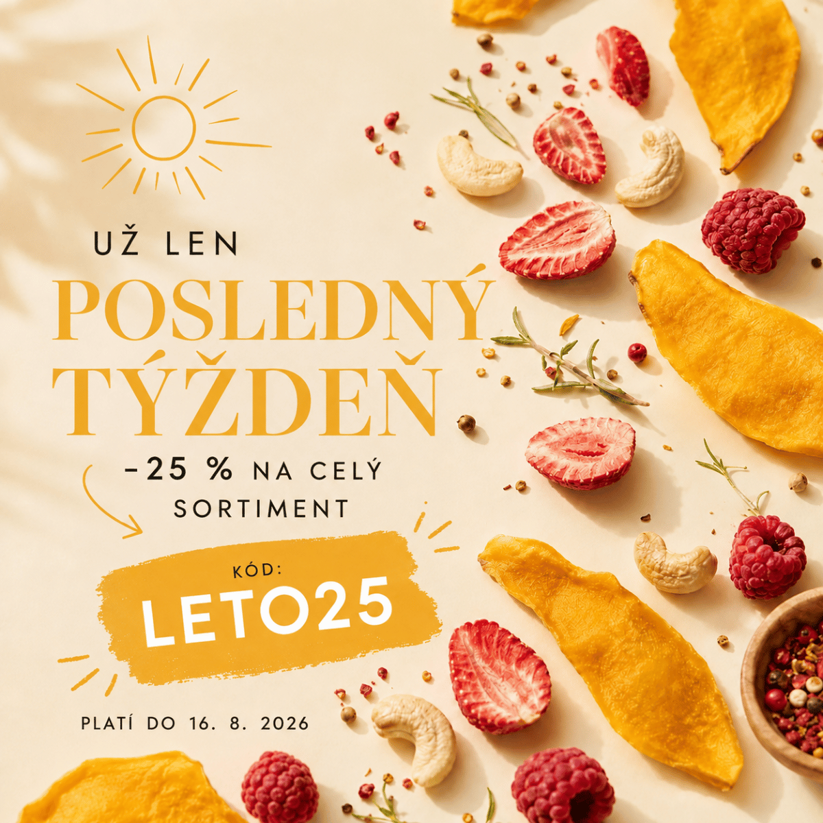 Posledný týždeň letnej akcie – zľava 25 % na celý sortiment s kupónom LETO25