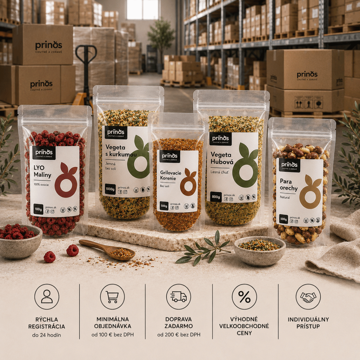 Veľkoobchodná ponuka PRINOS pre predajne, e-shopy a gastro prevádzky. Kvalitné produkty, výhodné ceny a rýchla registrácia partnerov.