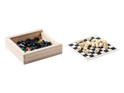 Printek3D dřevěná sada společenských her 3v1 šachy člověče nezlob se dámy