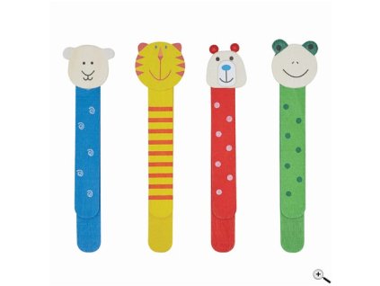 Printek3D dřevěné záložky s vtipnými zvířecími hlavami a pravítkem - směs