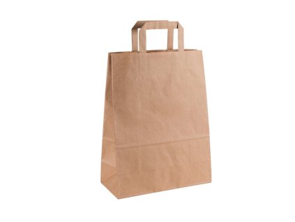 Papírová taška 70gr. plochá ucha-hnědá-18x8x24