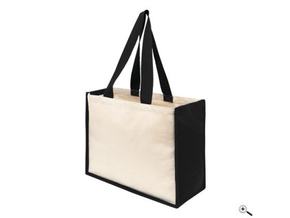 Printek3D jutová taška s bavlněnými uchy a barevným lemováním - modrá