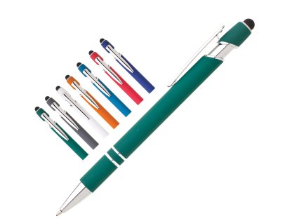 Printek3D kovová propiska s pogumovaným povrchem a touch koncem - bílá