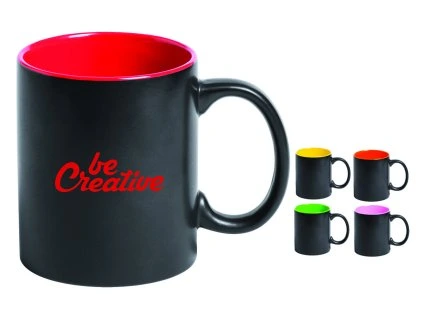 Printek3D černý keramický hrnek s barevným vnitřkem - pro rytí laserem