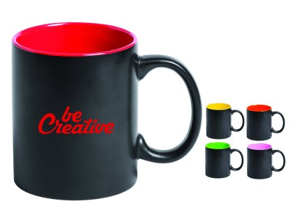 Printek3D černý keramický hrnek s barevným vnitřkem