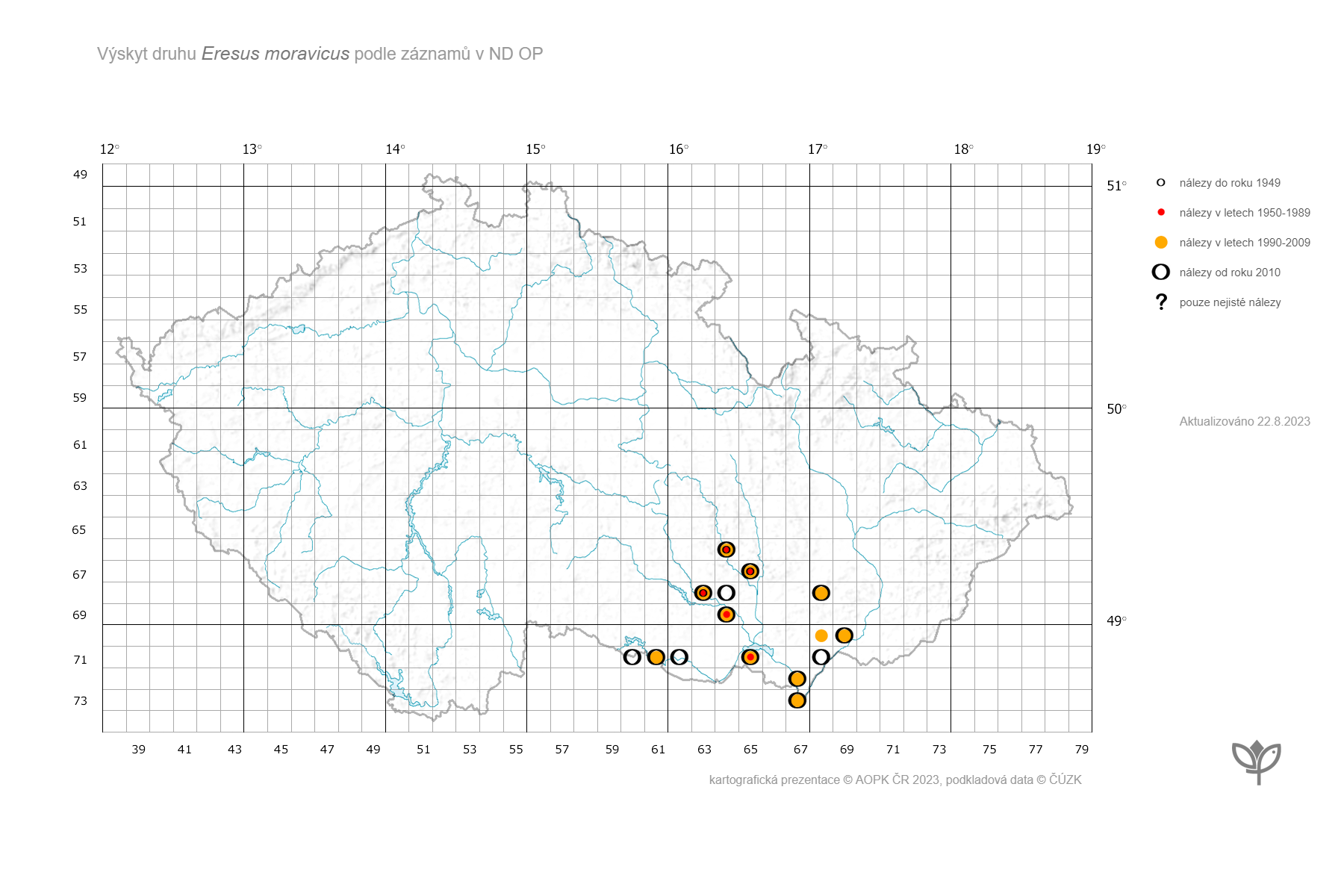 Eresus_moravicus_vyskyt_druhu_NDOP