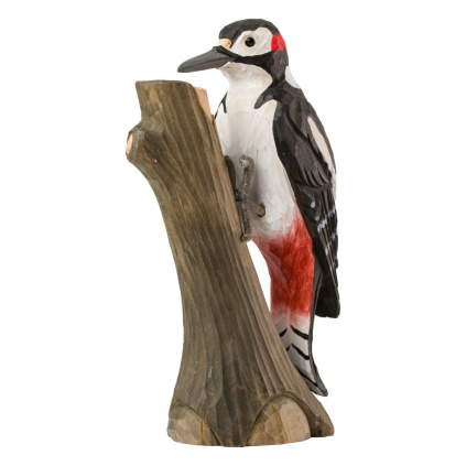 vyrezavany dreveny ptacek strakapoud velky wildlife garden