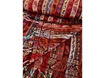 Deka s proužky se vzorem vínovo oranžová