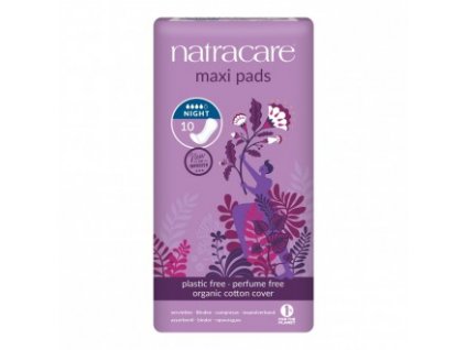 Natracare menstruační vložky maxi night time bez křidélek 10 ks