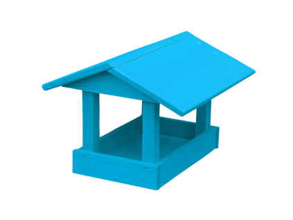 Krmítko dřevěné pro ptáky, modrá