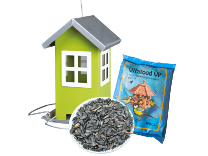 VÝHODNÝ SET - Kovové krmítko zelená, slunečnice, směs