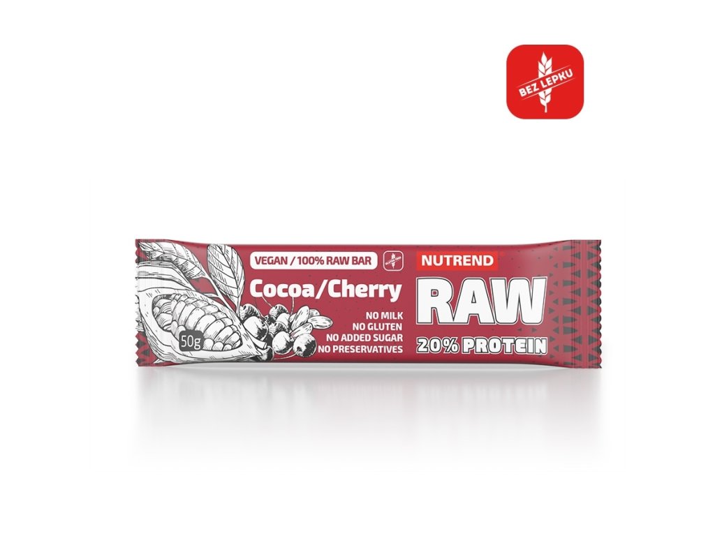 RAW PROTEIN BAR NUTREND TŘEŠEŇ A KAKAO