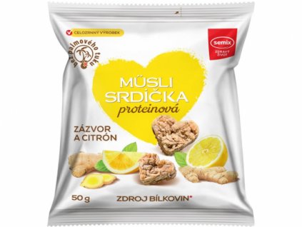 MÜSLI PROTEINOVÁ SRDÍČKA S CITRONEM A ZÁZVOREM