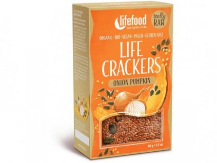LIFE CRACKERS S DÝŇOVÝM SEMÍNKEM A CIBULKOU 90g RAW BIO LIFEFOOD
