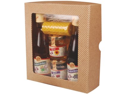 Dárková kazeta Medovinka 0,2 l + Med 60g + svíčka