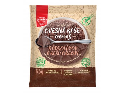 Ovesná kaše Omega3 s čokoládou a kešu ořechy bezl. 65g SEMIX