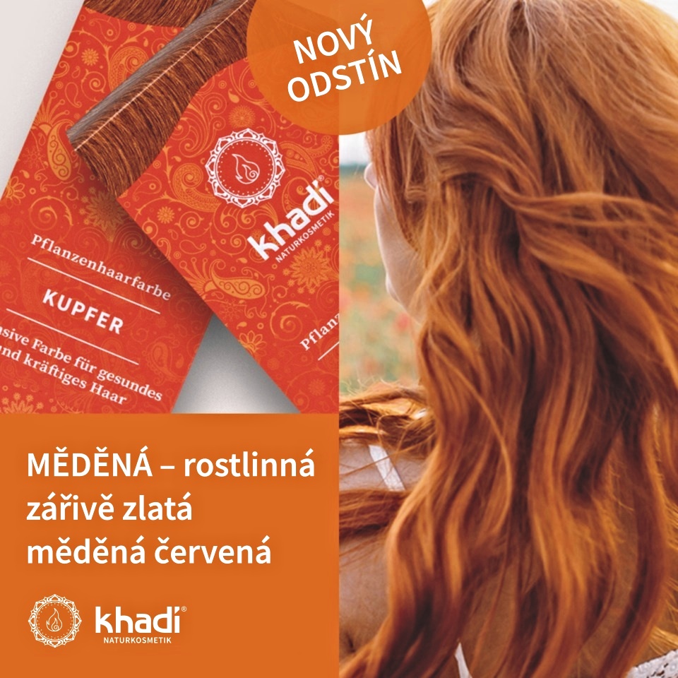 NOVÝ ODSTÍN - KHADI ROSTLINNÁ BARVA NA VLASY MĚDĚNÁ