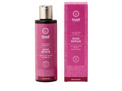 Khadi elixír šampón Růže Reparace 750x1150px
