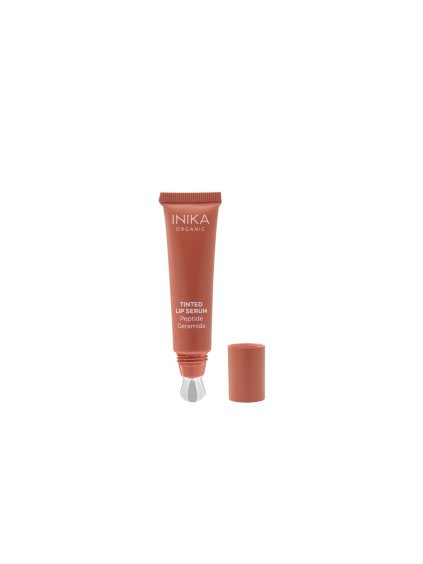 9567 7 tinted lip serum rosewood front lid off by inika organic