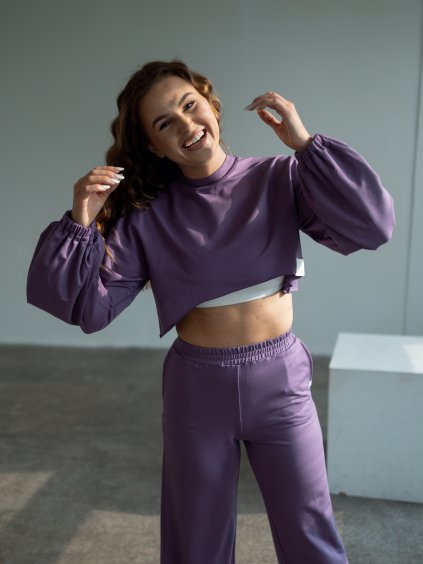 Dámska crop mikina Tencel DAY - fialová indigo
