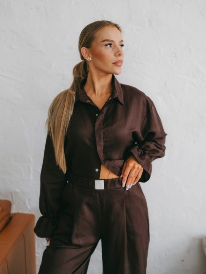Dámska košeľa Tencel - Linen DAY RUBBY - CHOCCO hnedá