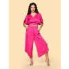 Dámske saténové nohavice FANCY CROP - magenta